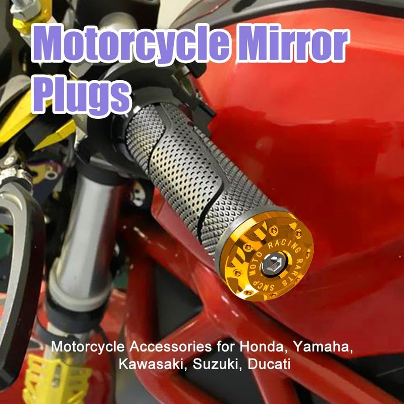 Lecctso 2PCS Universal Motorcycle Bar End Plug, Aluminum Alloy Handlebar Grip End Caps, 7/8" 22mm Moto Grips Ends Replacement for Kawasaki, Suzuki, Yamaha, Ducati (Gold) - Image 5